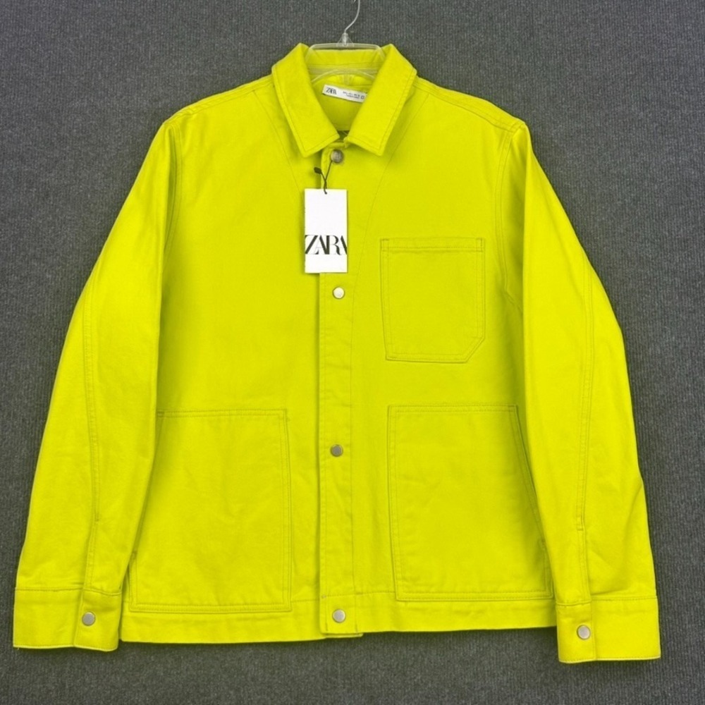 Zara Women's‎ Denim Jean Jacket Long Sleeve Button Yellow Large